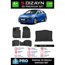 S-Dizayn Hyundai i20 3D Pro Havuzlu Paspas ve Bagaj Havuzu Seti (2'li SET) 2014-2020 A+ Kalite