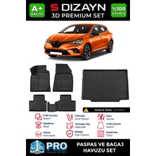 S-Dizayn Renault Clio 5 3D Pro Havuzlu Paspas ve Bagaj Havuzu Seti (2'li SET) 2019 Üzeri A+ Kalite