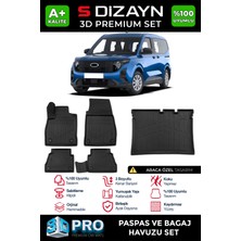 S-Dizayn Ford Courier 3D Pro Havuzlu Paspas ve Bagaj Havuzu Seti (2'li Set) 2023 Üzeri A+ Kalite