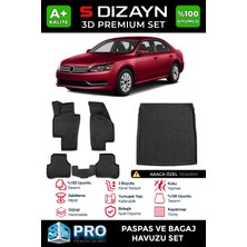 S-Dizayn Vw Passat B7 3D Pro Havuzlu Paspas ve Bagaj Havuzu Seti (2'li Set) 2010-2014 A+ Kalite
