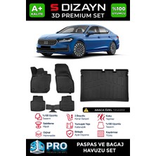 S-Dizayn Skoda SuperB 3D Pro Havuzlu Paspas ve Bagaj Havuzu Seti (2'li SET) 2024 Üzeri A+ Kalite