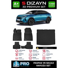 S-Dizayn Peugeot 3008 Hybrid 3D Pro Havuzlu Paspas ve Bagaj Havuzu Seti (2'li SET) 2024 Üzeri A+ Kalite