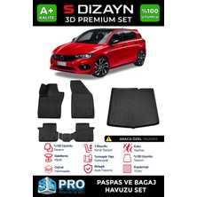 S-Dizayn Fiat Egea HB 3D Pro Havuzlu Paspas ve Bagaj Havuzu Seti (2'li SET) 2015 Üzeri A+ Kalite