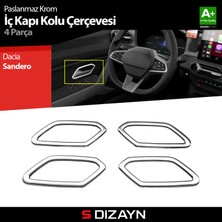 S-Dizayn Dacia Sandero Krom İç Kapı Kolu Çerçevesi 4 Prç 2020 Üzeri A+ Kalite