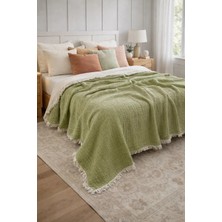 HB&Victory Müslin Mavi 6 Katlı Yorgan %100 Pamuk Çağla Yeşili Renk çift Kişilik 240X220 Cm.