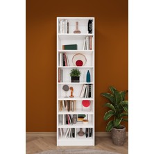 Asra Trend Lüks 8 Raflı Ayarlanabilir Ev Ofis Kitaplık %100 MDF Modern Dekoratif Kütüphane Kitaplık K01