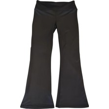 Glowzia Kadın Toparlayıcı Yüksek Bel Siyah Spor Tayt Ispanyol Paça