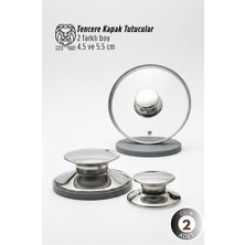 MidasTech Paloma Serisi 2’li Paslanmaz Çelik Lüks Tencere Kapağı Tutucu Seti - 4.5- 5.5 cm Universal  Mi