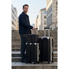 Zeplin Joya Pc Policarbon 3'lü Valiz Seti (Kabin Orta ve Makyaj) Siyah