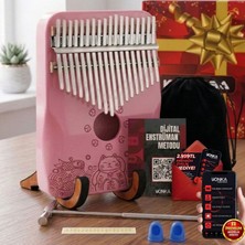 Midex KLX-350-PAK Hakiki Ağaç Pembe Kalimba 17 Tuşlu Full Set