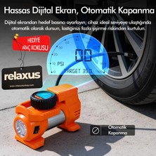 Relaxus Araç Çakmak Girişli Dijital Hava Kompresörü Lastik Şişirme Pompası 12V Taşınabilir Oto Kokusu Hediye