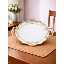 Zucci Hürrem Lüx Sunum Tepsisi | Ekru  - Dekoratif Servis Tepsisi | 48x28 cm