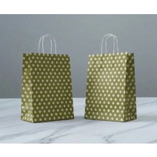 Aybaş Kağıtçılık 1.kalite 18X24 cm ( 5 Adet ) Gold Renk Beyaz Benekli Kraft Kağıt Çanta,hediye Poşeti,hediye Paketi