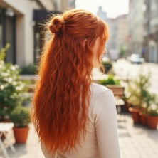 Ronanna Fiber Sen Kabarık Dalgalı Yarım Ay + 2 Yan Çıt Çıt / Bakır