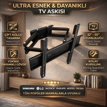 Tüm Markalar Ile Uyumlu 32-65" Inch Çift Kollu Hareketli Askı Aparatı