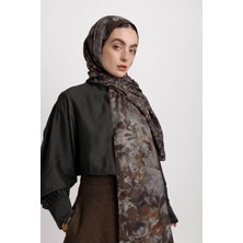AYSHARA Menekşe Çiçek Desenli Çift Taraf Şal - Kahverengi