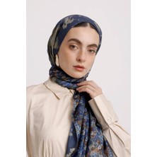 AYSHARA Menekşe Çiçek Desenli Çift Taraf Şal - Mavi