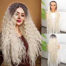 Indispensablely Açık Kumral Platin Ombreli Fiber Sen Tül Peruk