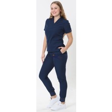 İba Medikal Hemşire Doktor Scrubs Jogger Likralı Takım (Ribanalı )