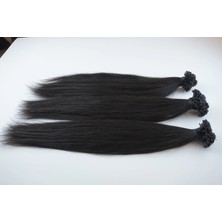 Nisa Hair 50 cm #1 Siyah Dip-Uç Dolu Gerçek Saç Keratin Kaynak 200 Adet