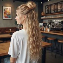 Fiber Sen Kabarık Dalgalı 8 Parça Çıt Çıt / Balköpüğü Beyaz Platin Röfleli