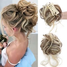 Indispensablely Tokalı Kuyruklu Dağınık Topuz / Kahverengi Platin Röfleli