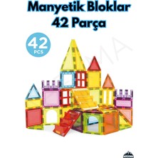 Özbience Renkli 3 Boyutlu Manyetik Bloklar, Çocuklar Için 42 Parça Oyun Seti