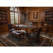 Trendyofix Noble Lükens Klasik 7 Parça Çift Kesonlu Yönetici Makam Takımı Mobilya Seti - Ceviz/siyah