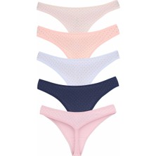 Zarvia 5 Farklı Renk 5 Li Gönderim Esnek Rahat Puantiyeli Tanga