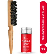 Elsa Professional Hair Wax Stick 75GR - Saç Sabitleyici ve 131 Topuz Fırçası 2'li Set
