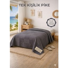 Elif Nazlı Perde Tek Kişilik Pike -%100 Organik Pamuk-Dört Mevsim Kullanım Için - Antrasit