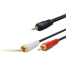 ForWhat Büro Ev Ofis Network Bağlantısı Için 10MT Siyah  3.5mm To 2rca 2 Line Golden Kablo