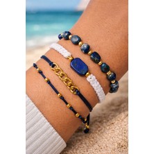 By Song Aksesuar 4'lü Lapis Lazuli Doğaltaş Bileklik