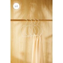 Ocean Home Textile 4 Adet Halka Ekru Renk Kumaş Kaplı Metal Aksesuar Askısı 24.5x16x0.5 cm