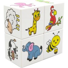 Özbience Sevimli Hayvanat Bahçesi Seti, 4 Manyetik Küp ile Eğlenceli Keşif