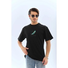 Alfanora Erkek Kısa Kol Baskılı Bisiklet Yaka T-Shirt - Siyah