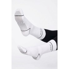 Zoor Beyaz Kaydırmaz Silikonlu Taban Nefes Alan Premium Pilates, Yoga, Fitness, Koşu Sporcu Çorap
