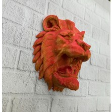 Zero Land Drnds Özel Tasarım 3D Aslan Figürü Duvar Süsü Dekoratif Heykel 20X21 cm