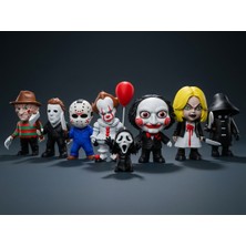 Demirhan3D 🩸 Korku Figürleri 8’li Koleksiyon Seti – 3D Baskı Pla Dekoratif Figürler | Pennywise, Jigsaw, Jason, Myers, Freddy, Ghostface, Tiff, Fisherman