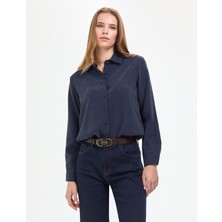 Pierre Cardin Kadın Açık Lacivert Comfort Fit Uzun Kollu Gömlek 50318219-VR059