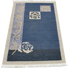 Zehra Abla Halı Yeni El Dokuma Nadir Modern Güllü Çiçekli Yün Kilim 7040