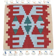 Zehra Abla Halı Yeni El Dokuma Kare Köşe Sandalye Minderi Pınarbaşı Kayseri Yün Kilim 7035