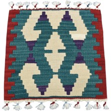 Zehra Abla Halı Yeni El Dokuma Kare Köşe Sandalye Minderi Pınarbaşı Kayseri Yün Kilim 7037
