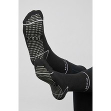 Zoor Siyah Kaydırmaz Silikonlu Taban Nefes Alan Premium Pilates, Yoga, Fitness, Koşu Sporcu Çorap