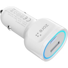 Zore Cc-02 Hızlı Şarj Özellikli LED Işıklı Qc 3.0 Usb-A ve Type-C Pd Araç Şarj Başlığı Pd 20W