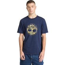 TB0A5MVR4511 Timberland Tree Logo Lake House Graphic Tee Erkek T-Shirt Lacivert