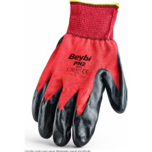 Beybi/pn2 Nitril Kaplı Iş Eldiveni - Montaj, Sanayi, Depo ve Peyzaj Için Koruyucu Eldiven, Beden: 10/xl,kırmızı