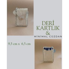 Hakiki Deri Minimal Avuçiçi Yılan Desen Leopar Tasarım Kadın Cüzdan Kartlık Drc-26