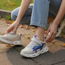 Wisco 069 Bej-Lila Cırtlı Kız Çocuk Spor Ayakkabı