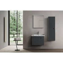 ACA Tasarım Capella 65CM Beyaz Antrasit Banyo Dolabı Takımı Boy Dolapsız